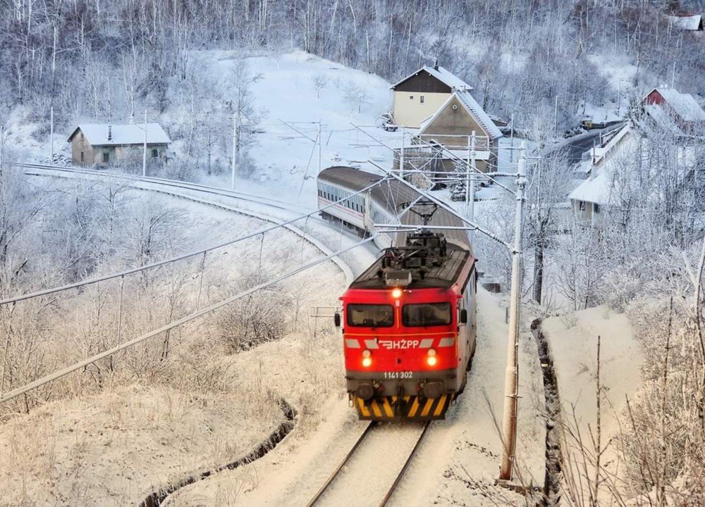 Train in snow