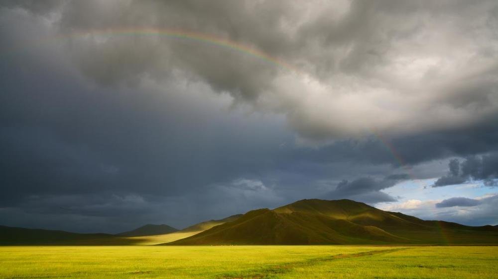 Rainbow of Mongolian meadow.
