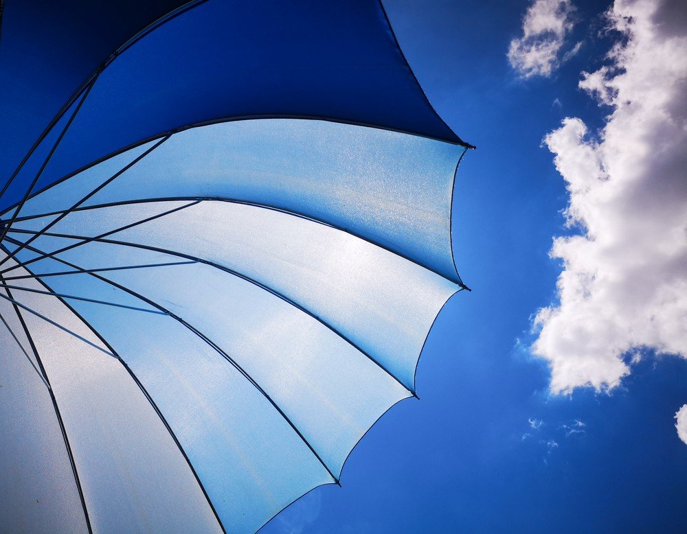 Blue Umbrella Under the Blue Sky