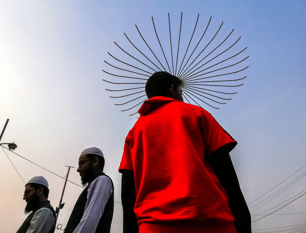 The boy with an unusual hat