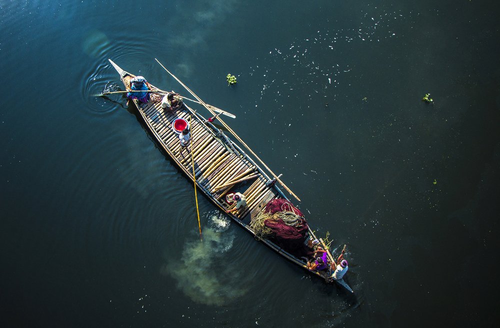 Fishing in the deep blue river