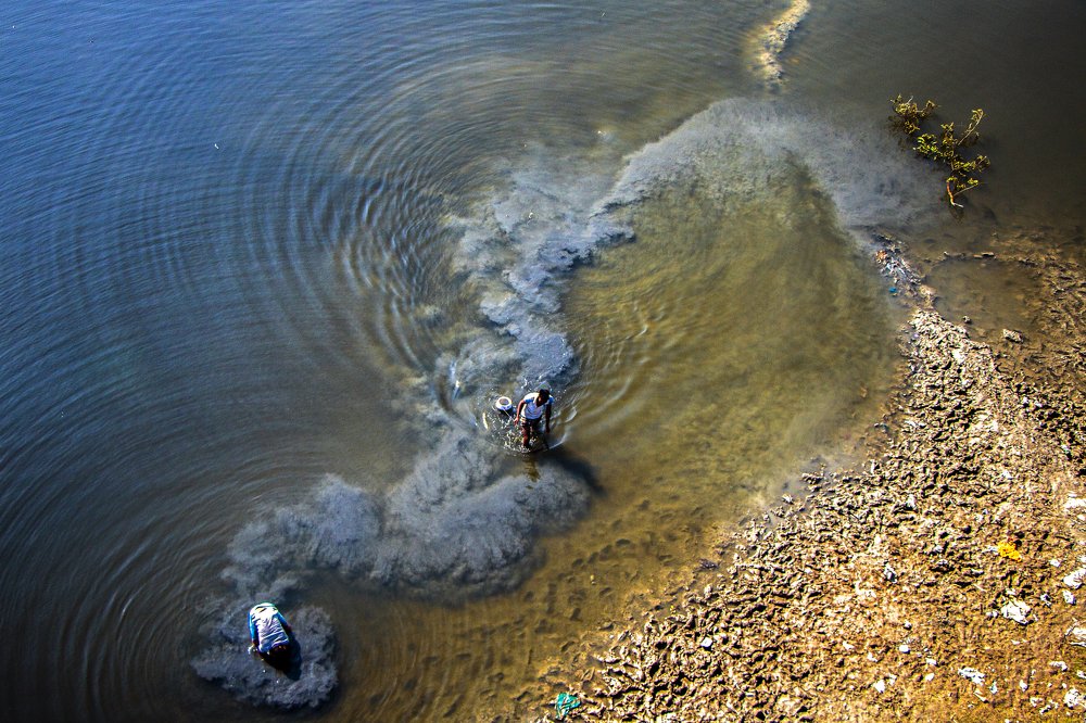 Fishing in the dried river