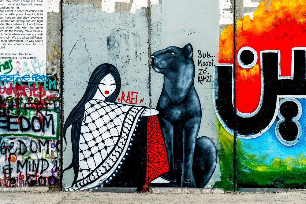 Street art on the Separating wall. Palestinian side. Bethlehem.