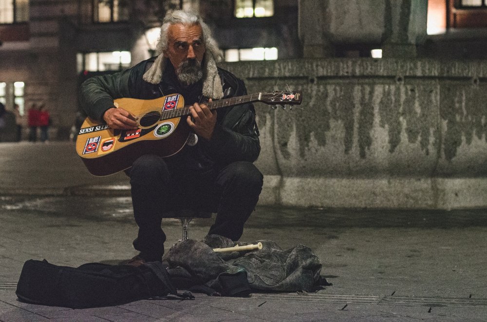 Street musician in Amsterdam