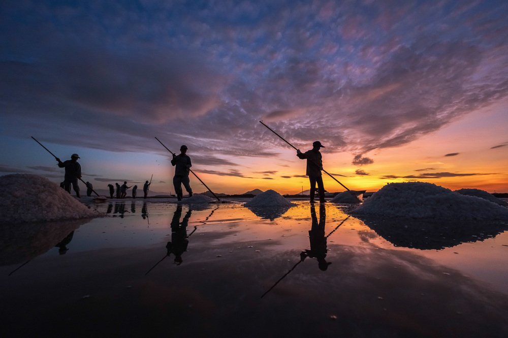 Dawn over the salt fields