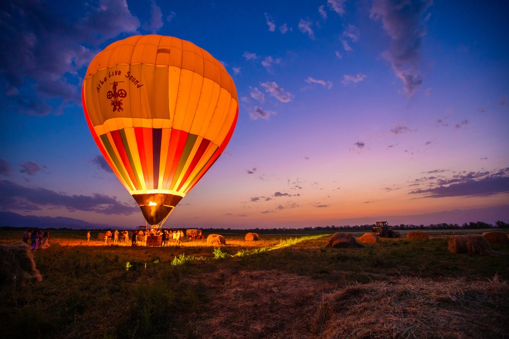 Sunset on music and wine festival.
