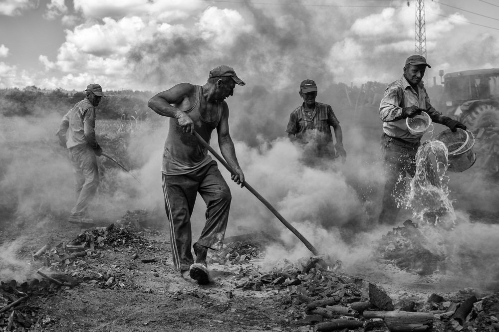 amidst the clouds and smoke