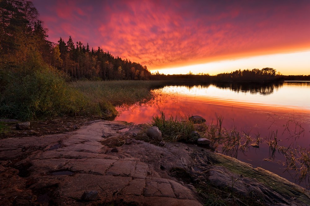 Закат на Ладоге. Ладожские шхеры.
