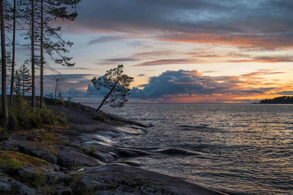Закат на Онеге.Муромский заповедник.