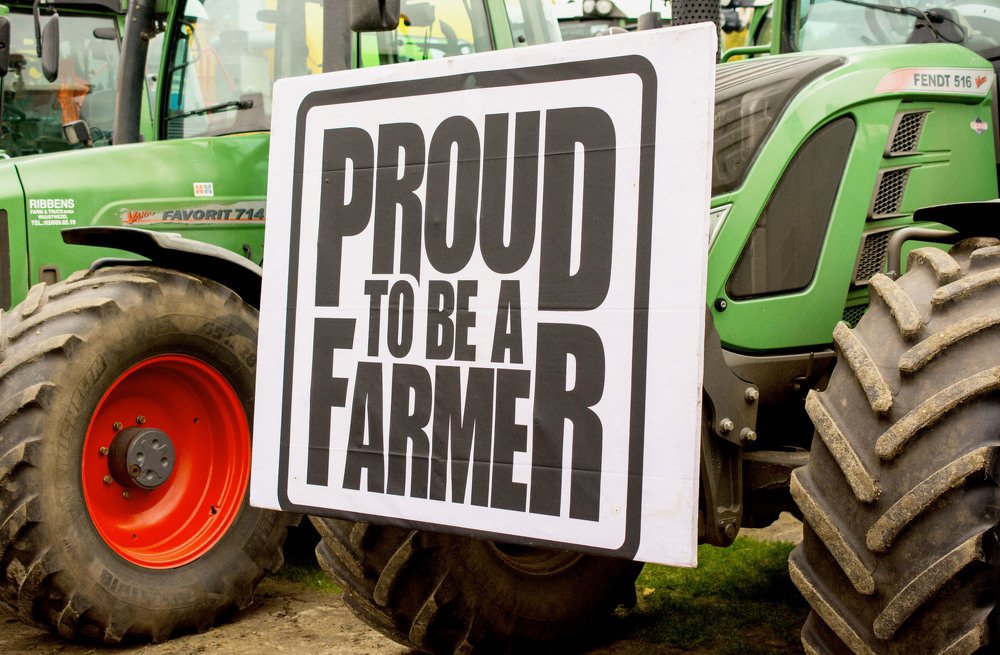 Protest of farmers with tractors in the Hague