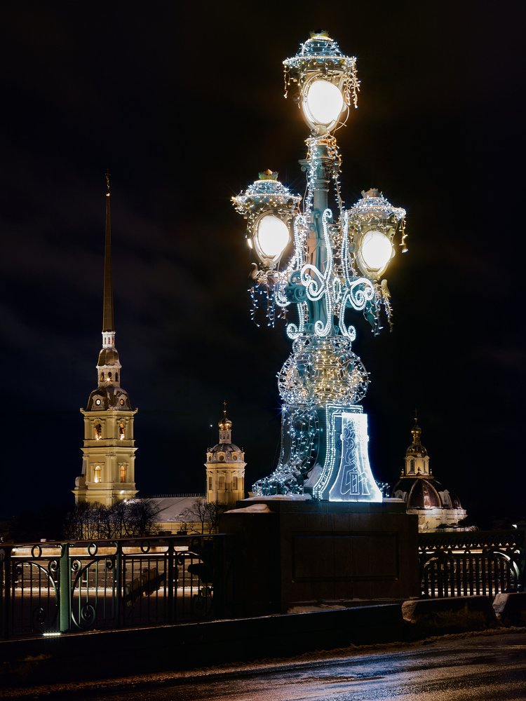 Космос ночи на Троицком мосту.