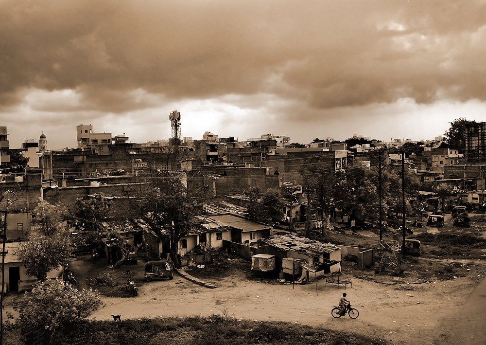A cyclist and the town