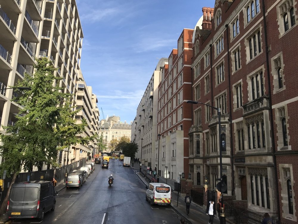 blue sky on the street