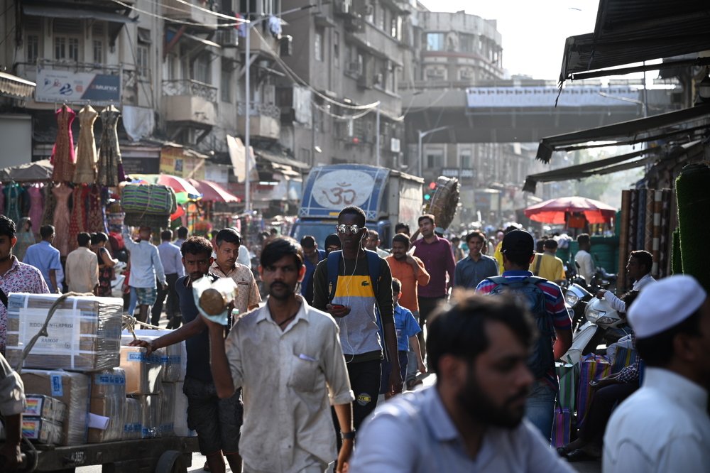 Окончание дня в торговом районе Бомбея