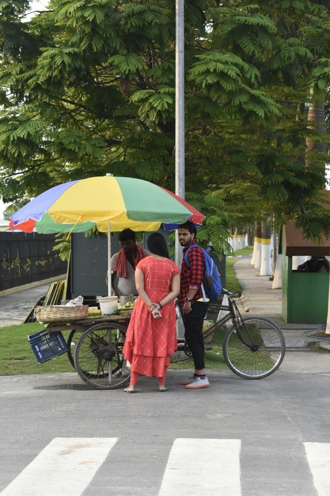 Hawker with customers