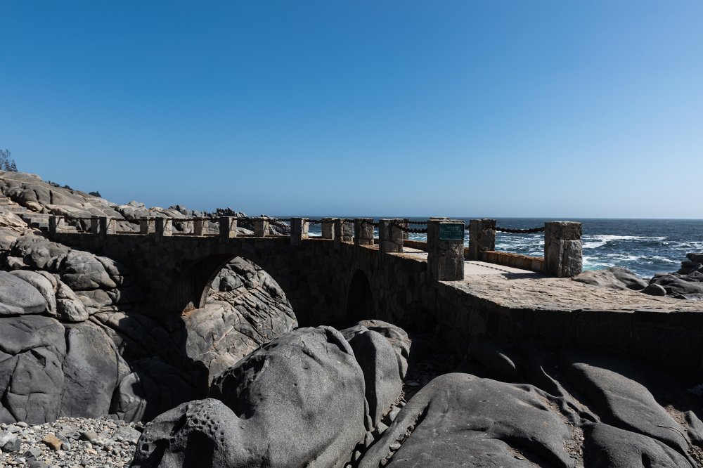 A bridge to the sea on the coast of Chile