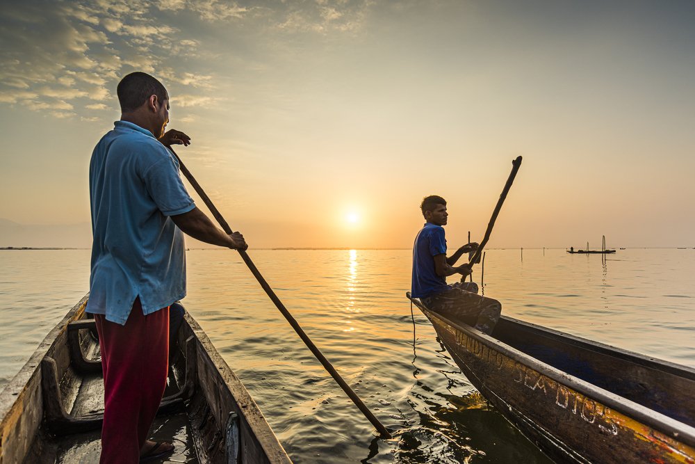 Fishing in Cienaga at sunrise, Colombia