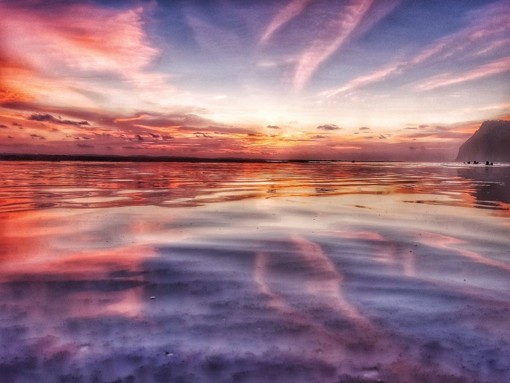 Закат,во время отлива