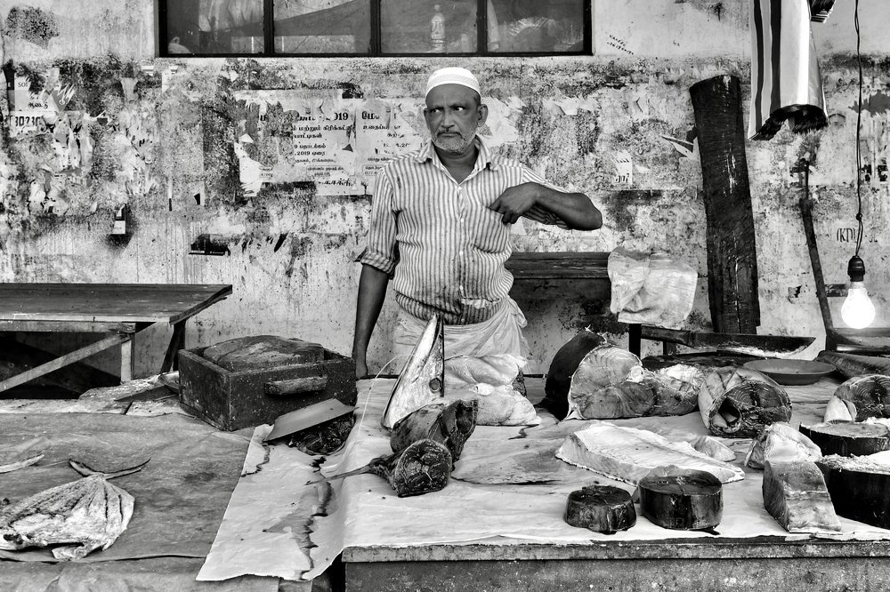 Fisherman selling Fish in Market