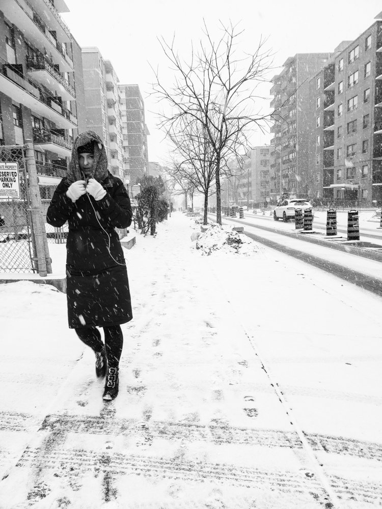 Woman in a snowfall