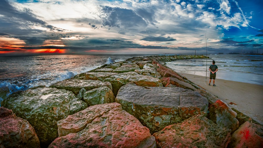 Calm Spanish sea fishing.