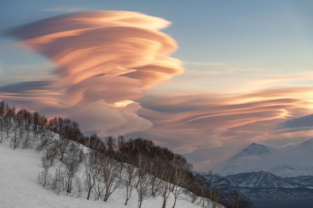 Lenticular clouds on Kamchatka