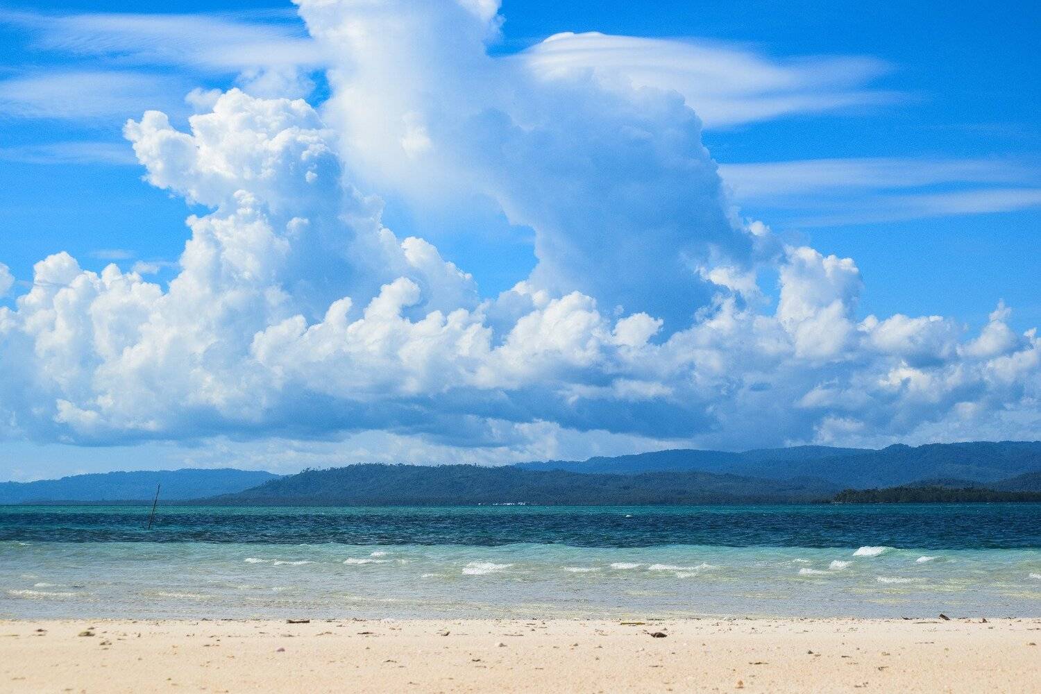 Sunny day at Kokoya Island, Morotai, North Maluku, Indonesia..