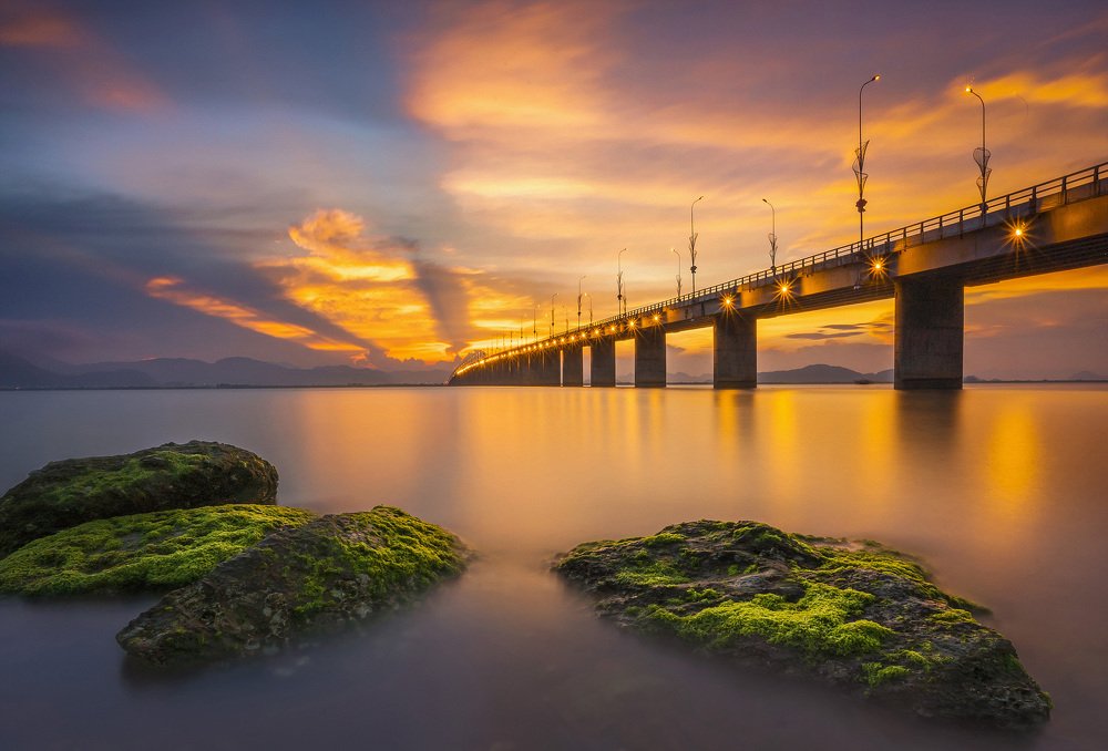 Sunset beside Thi Nai Bridge (Quynhon,Vietnam)