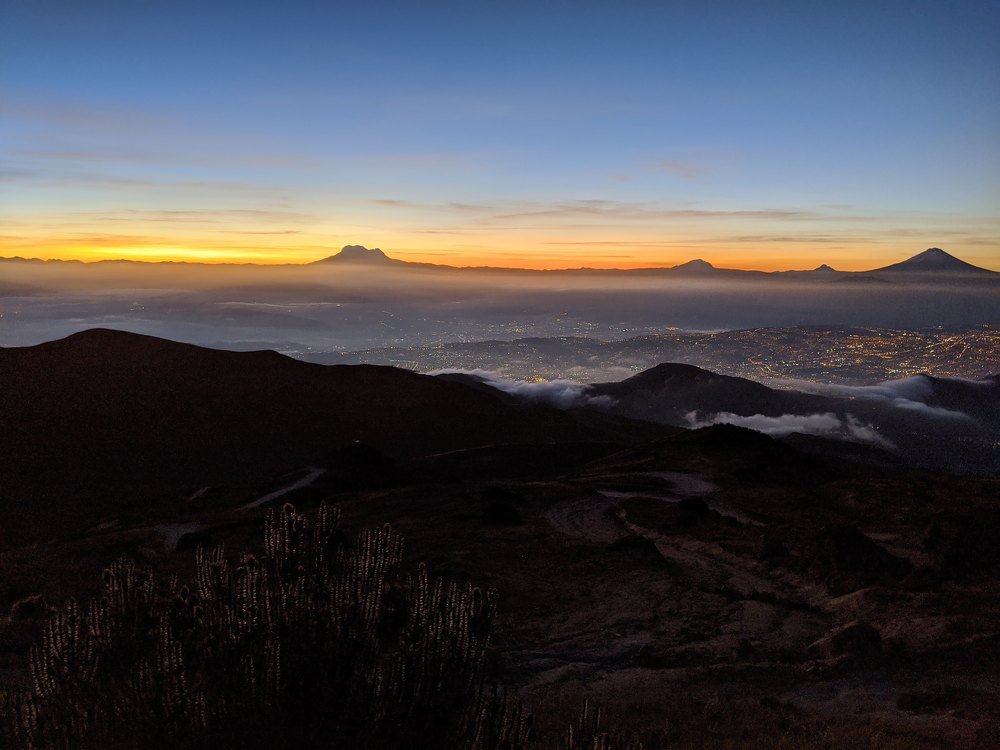 Dawn on the top of Guagua Pichincha, Ecuador