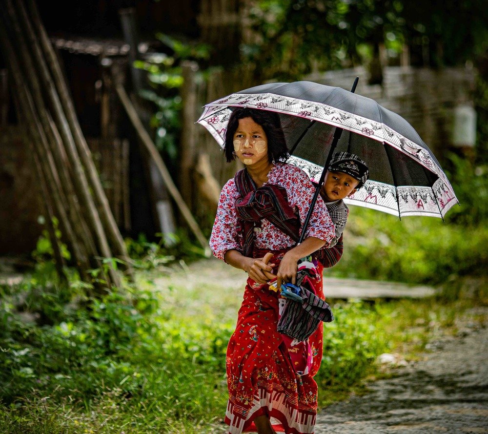 Mother and son in the Chin tribe.