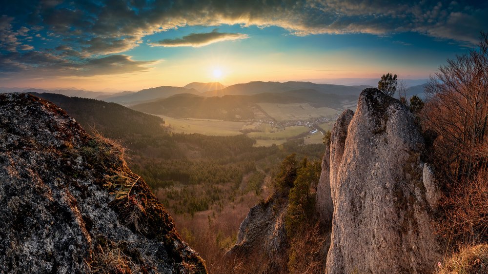 Sunset from the mountain peak Žibrid