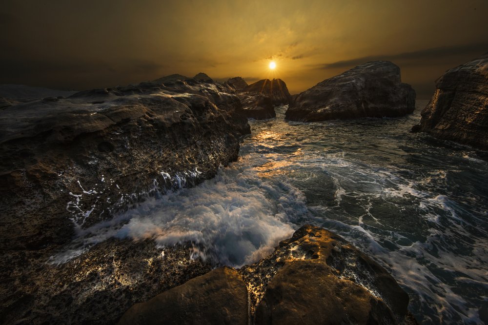 The seascape at sunset