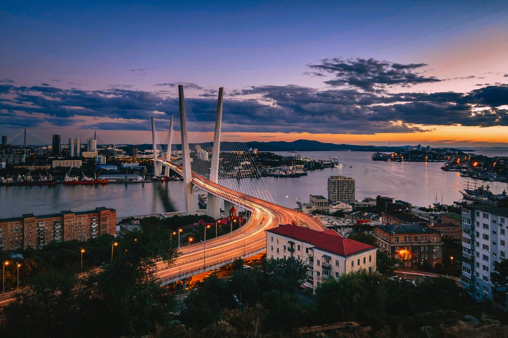 Владивосток. Золотой мост, бухта Золотой Рог.