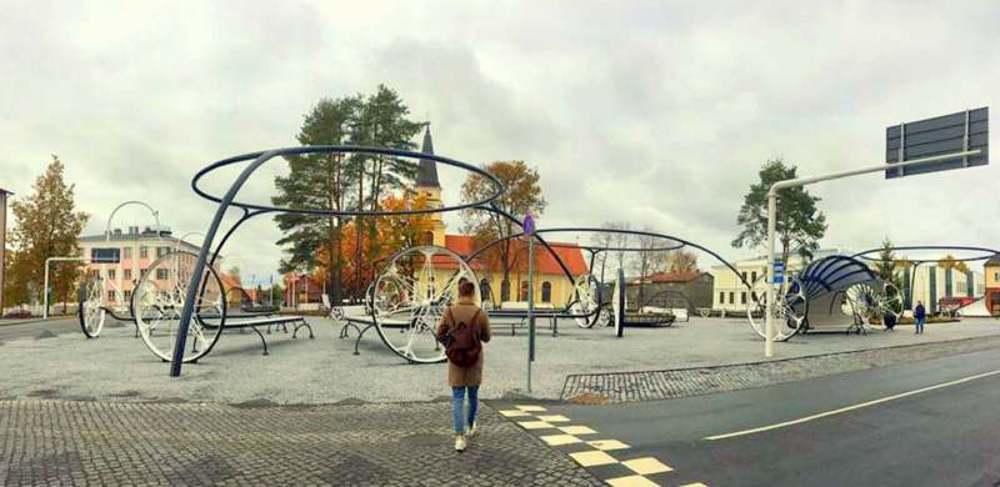 Central square in a small Estonian city Voru