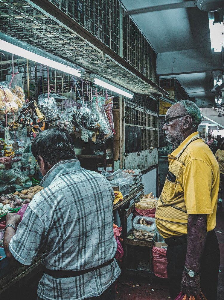 Blue mood at local market