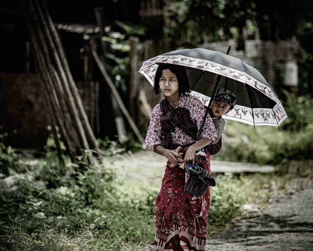 Mother and son in the Chin tribe.
