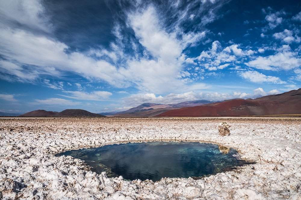 Little lagoon in a blanket of salt.