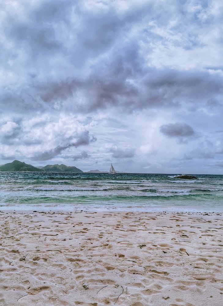 A sail shows white at sea alone....