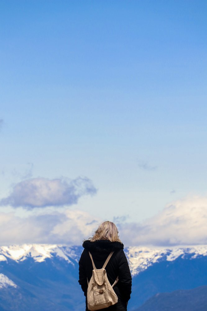 Walker on snowy sea