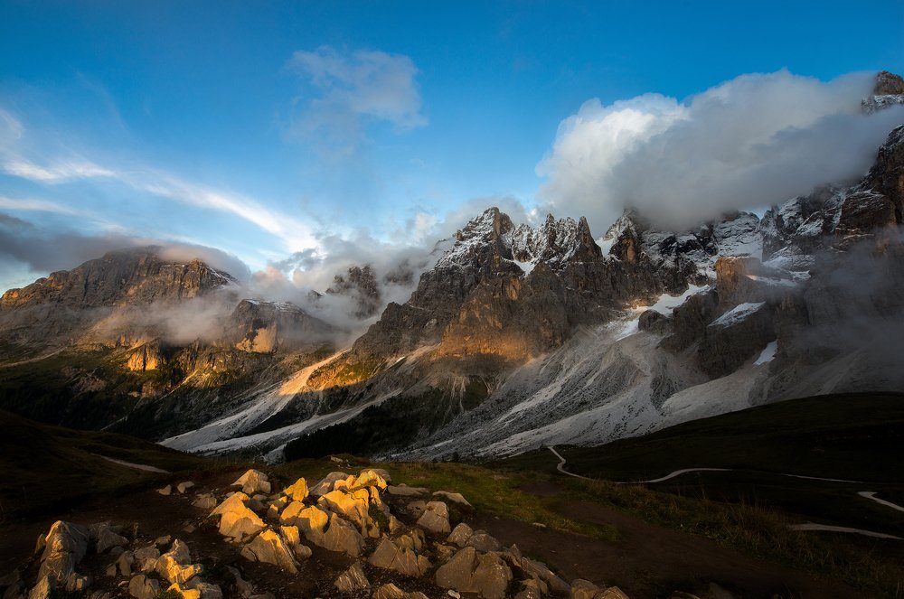 Sunset light on Passo Rolle
