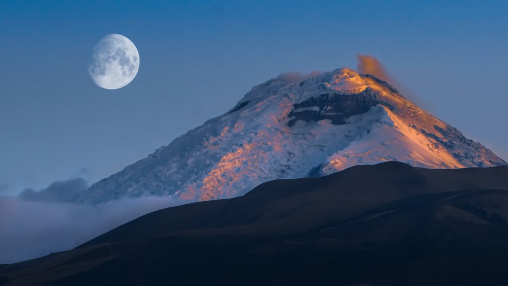 Volcano and moon