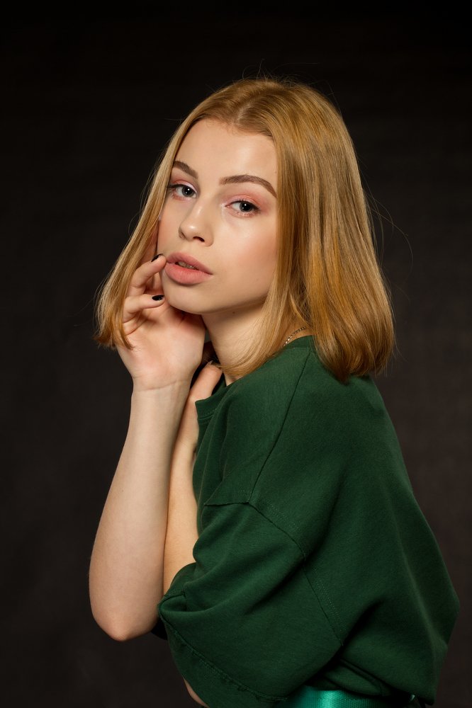 Girl in a green dress