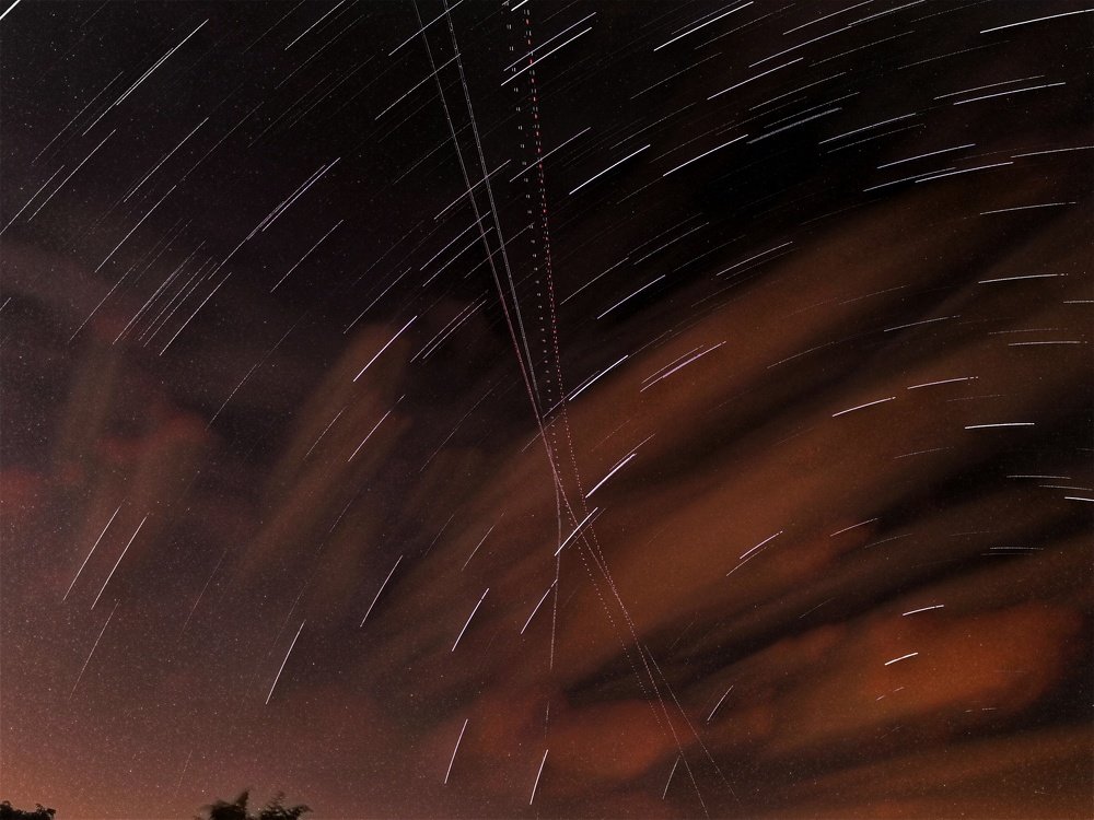 Star trail in night