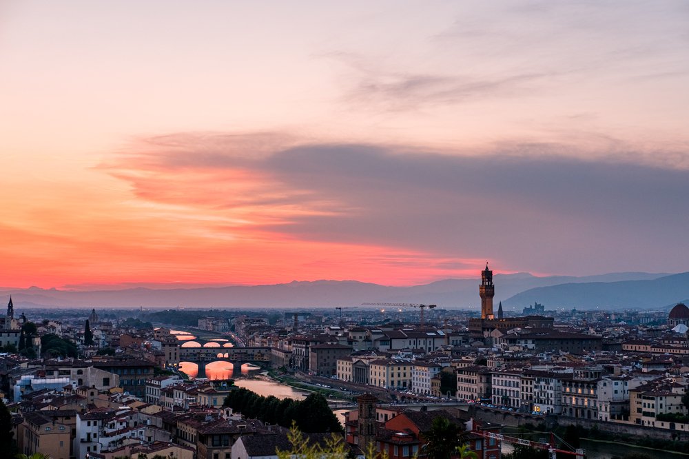 ITALY. Florence. View from Piazzale Michelangelo at sunset. 2019