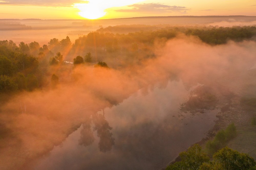 Рассвет на реке Миасс