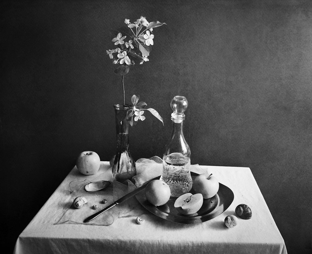 С веткой дикой яблони