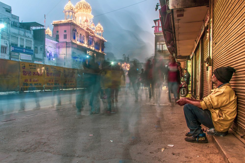 Moment of self isolation in between rush