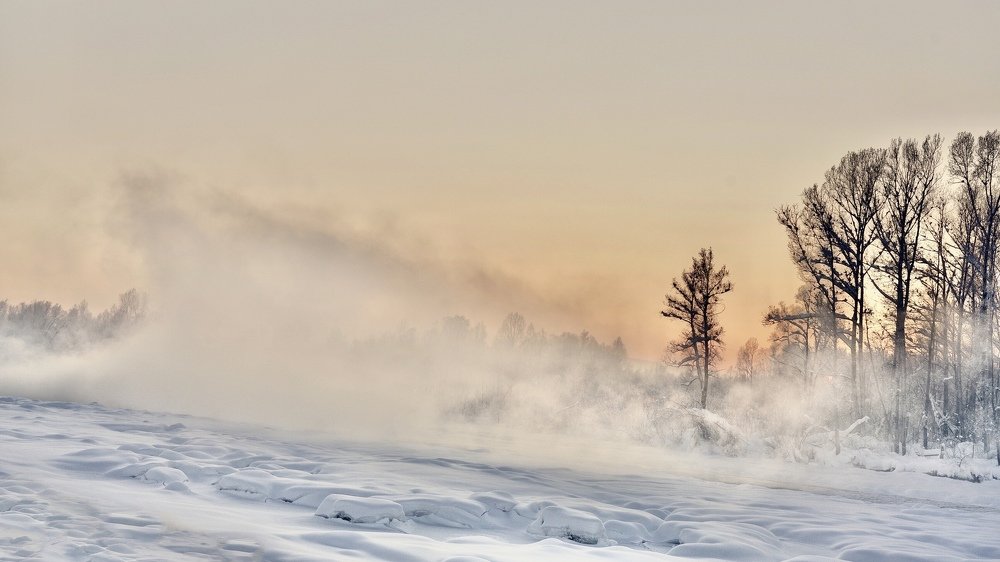 Туманные волны на закате - Катунь 28 декабря