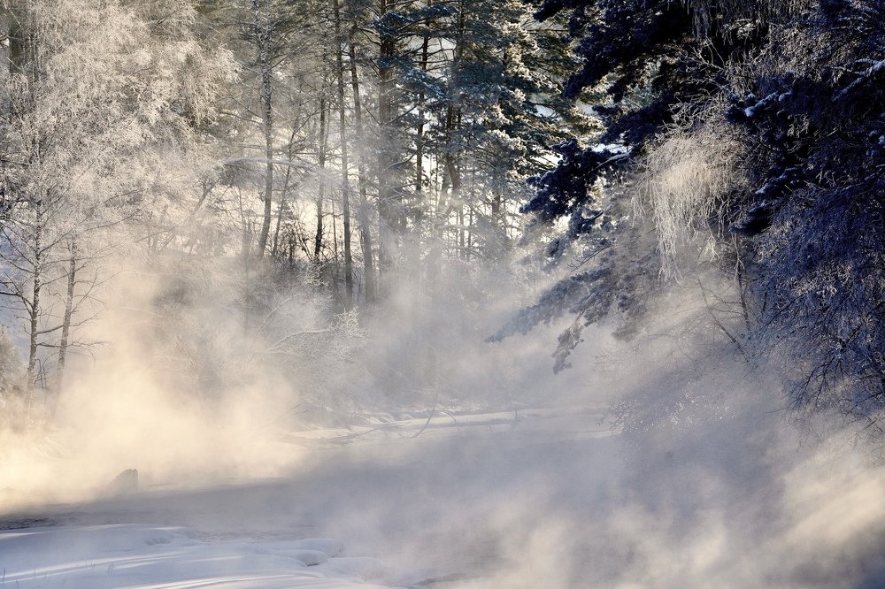 Морозное утро на реке Сема - Село Камлак