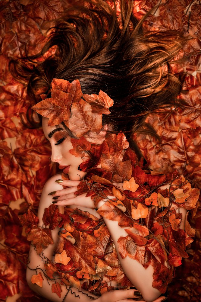 falling leaves lady